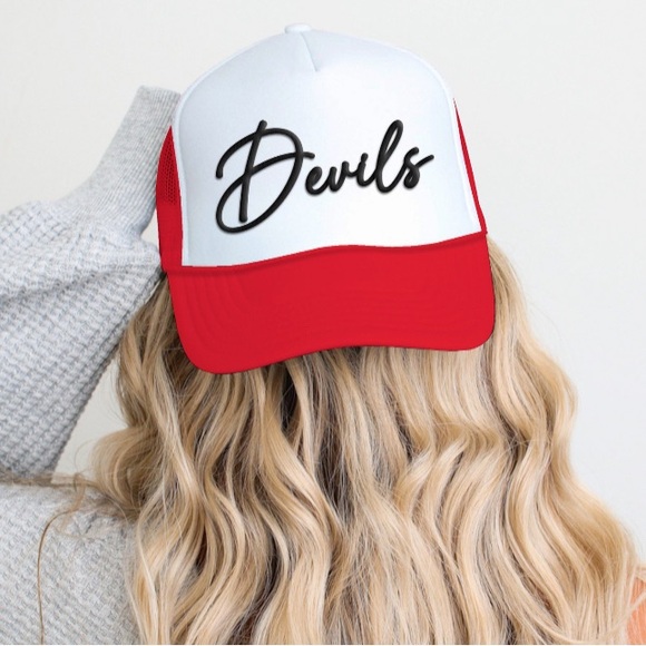 Custom Puff Football Hat, Custom Team Hat, Custom Puff Trucker Hat, Puff Print - Picture 5 of 7